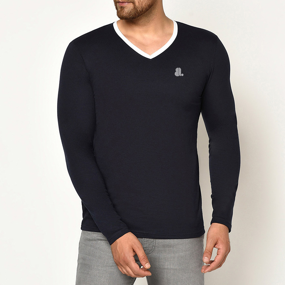 Men V-Neck Long Sleeve Tee
