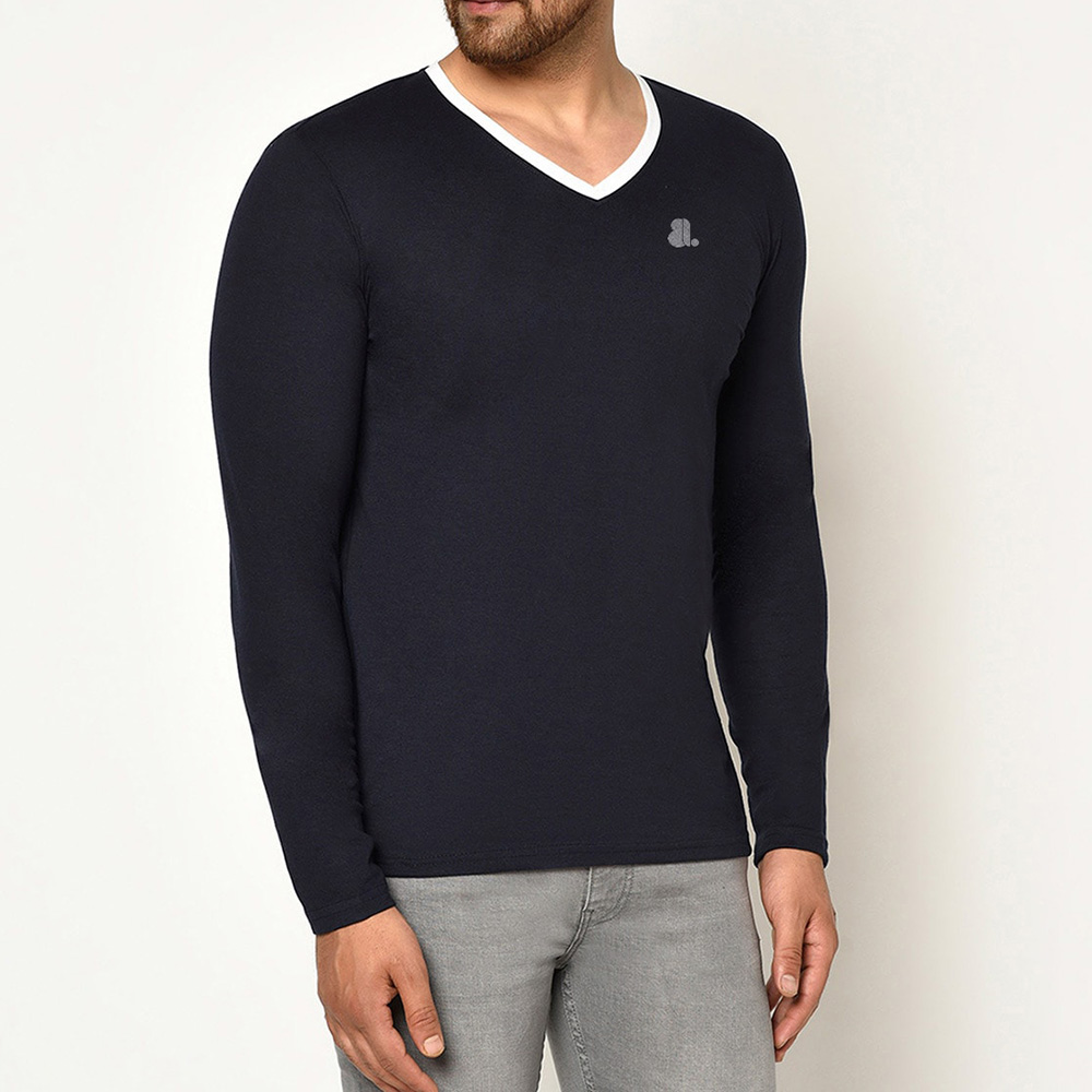 Men V-Neck Long Sleeve Tee - Image 5