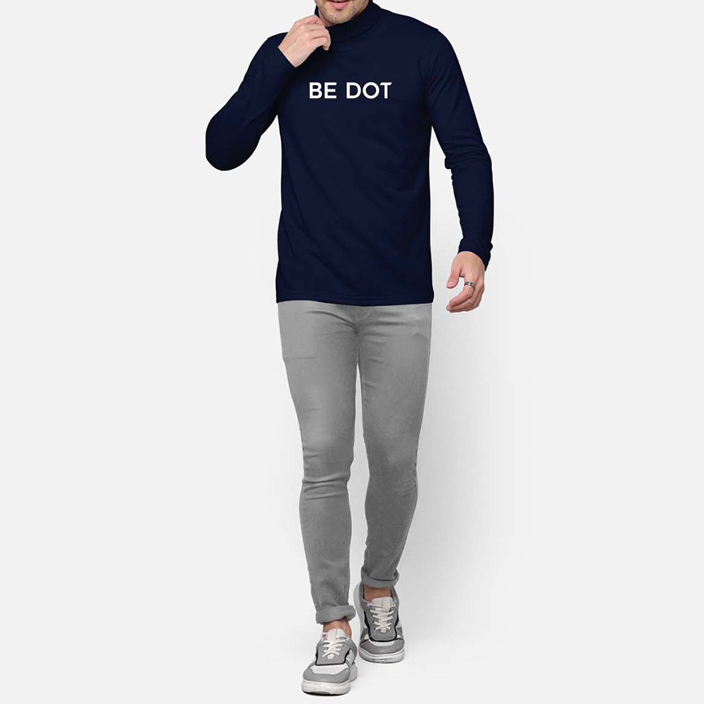 Men Turtle Neck Long Sleeve Tee