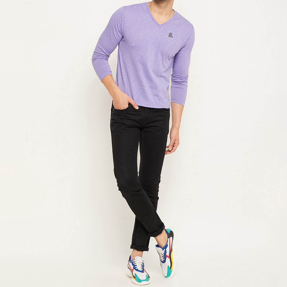 Men V-Neck Long Sleeve Tee