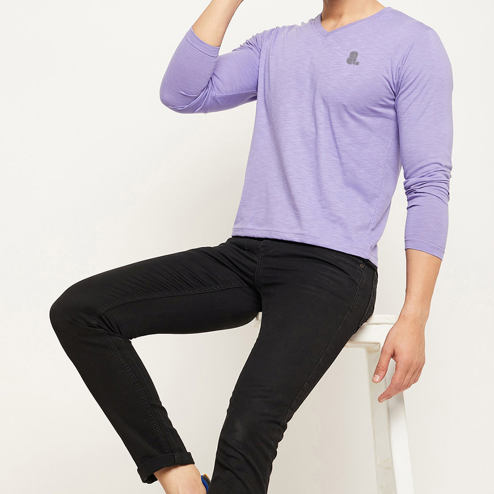 Men V-Neck Long Sleeve Tee