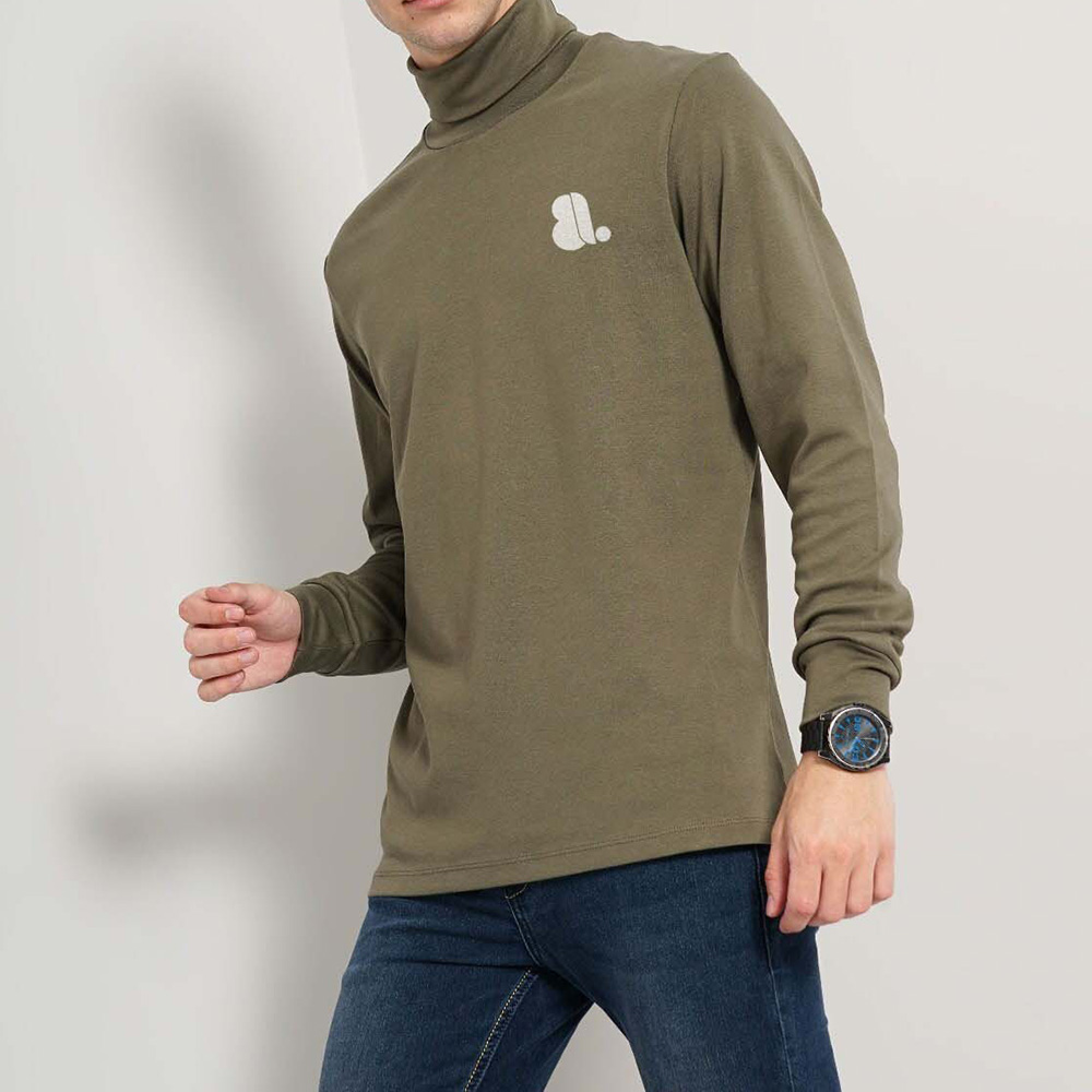 Men Turtle Neck Long Sleeve Tee