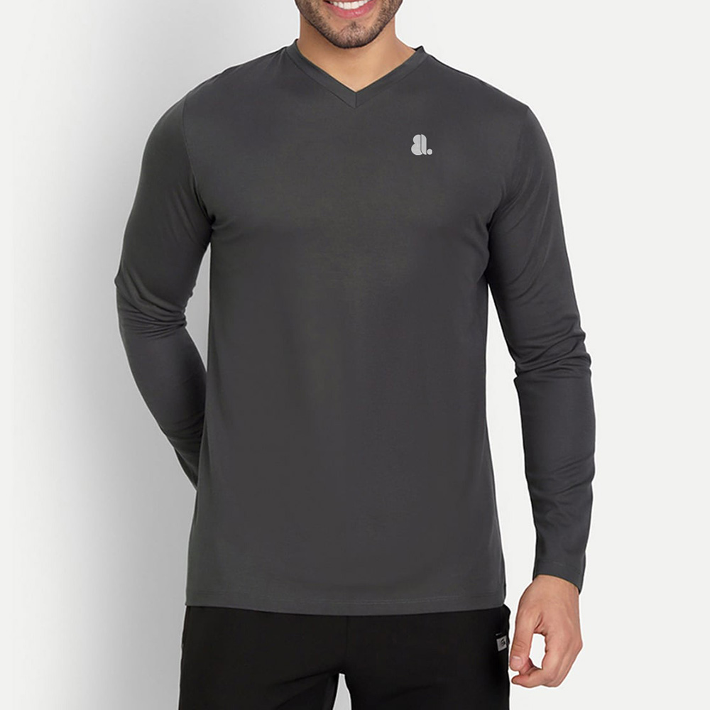 Men V-Neck Long Sleeve Tee