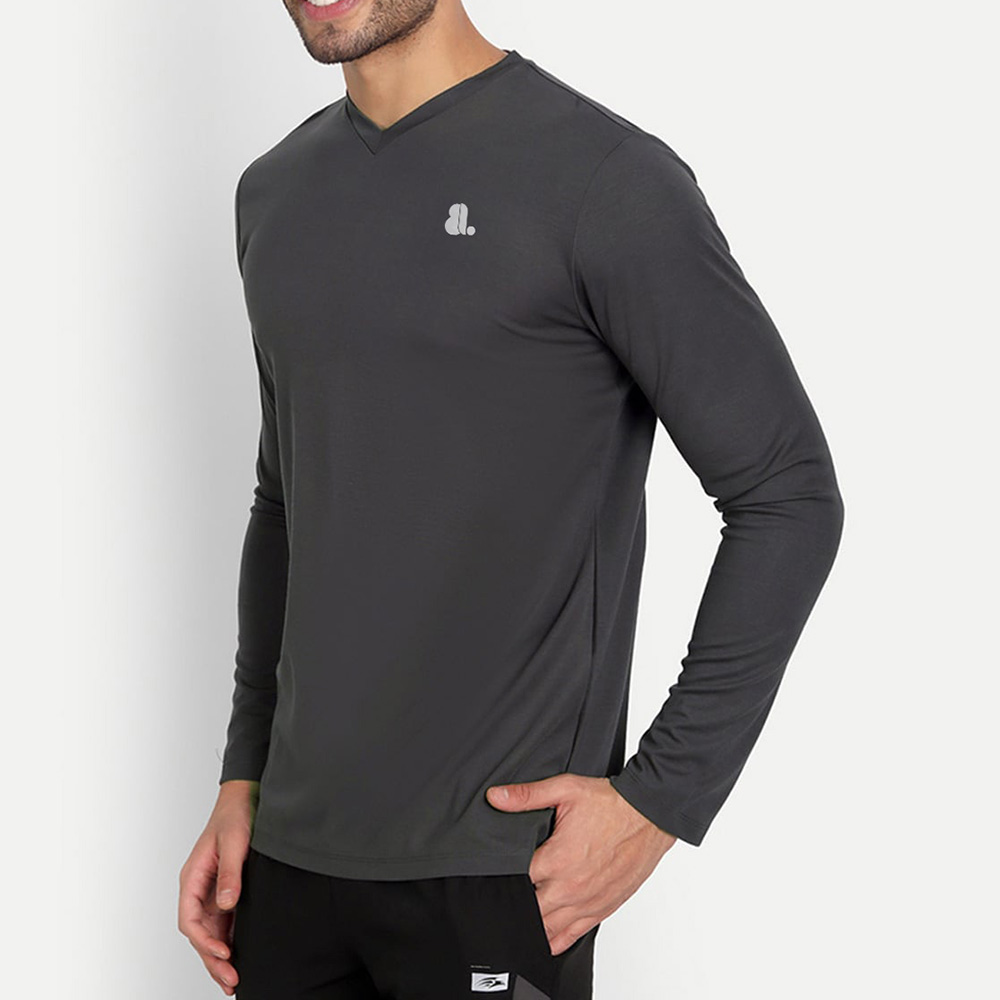 Men V-Neck Long Sleeve Tee - Image 3