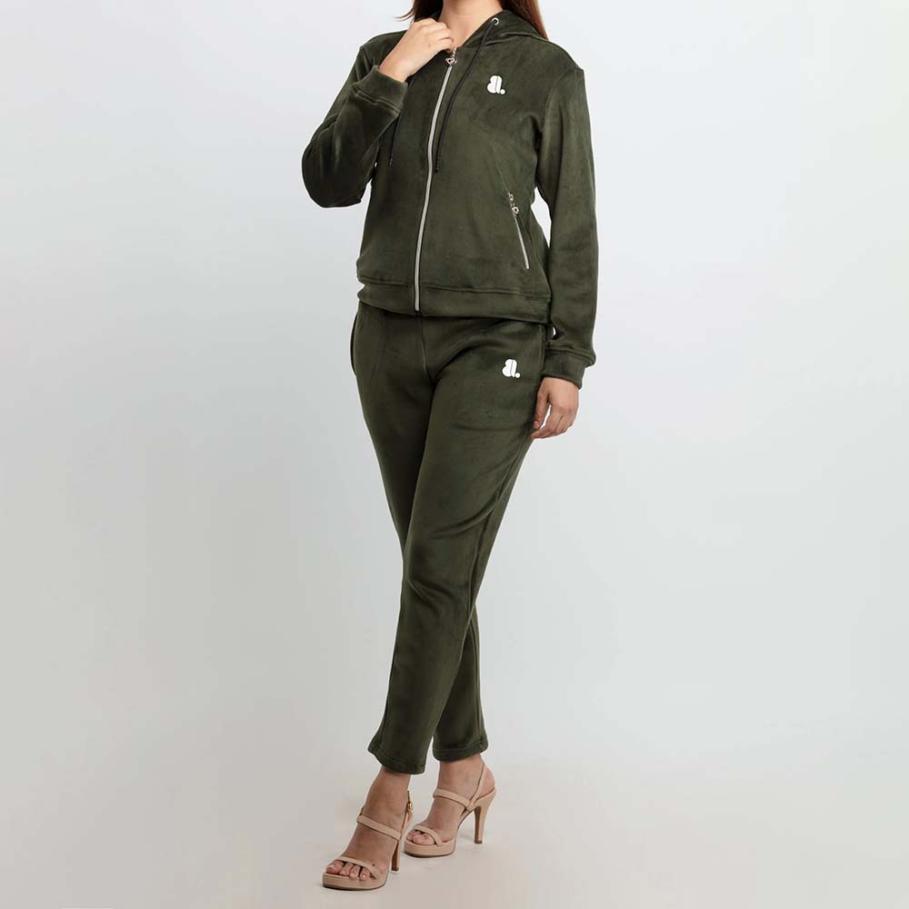 Single Color Zipper Track Suit Women