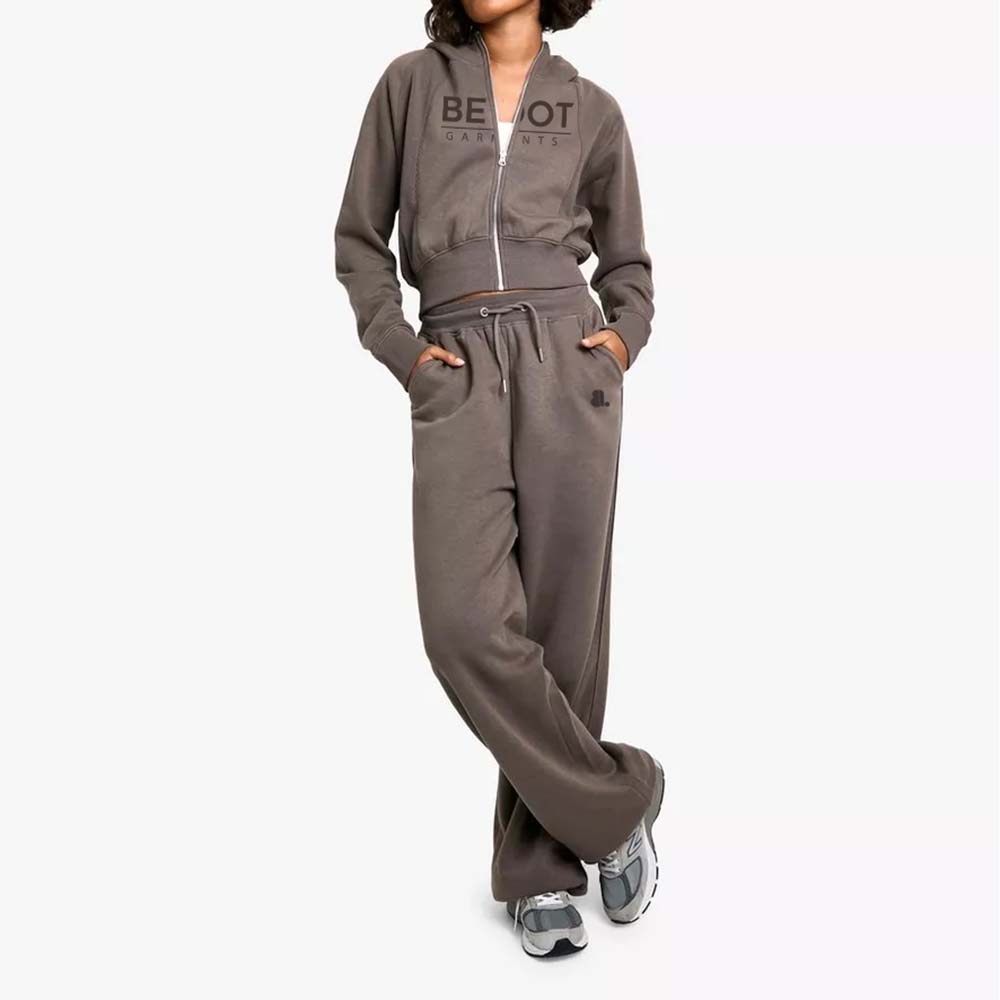 Acid Wash Zipper Track Suite Women