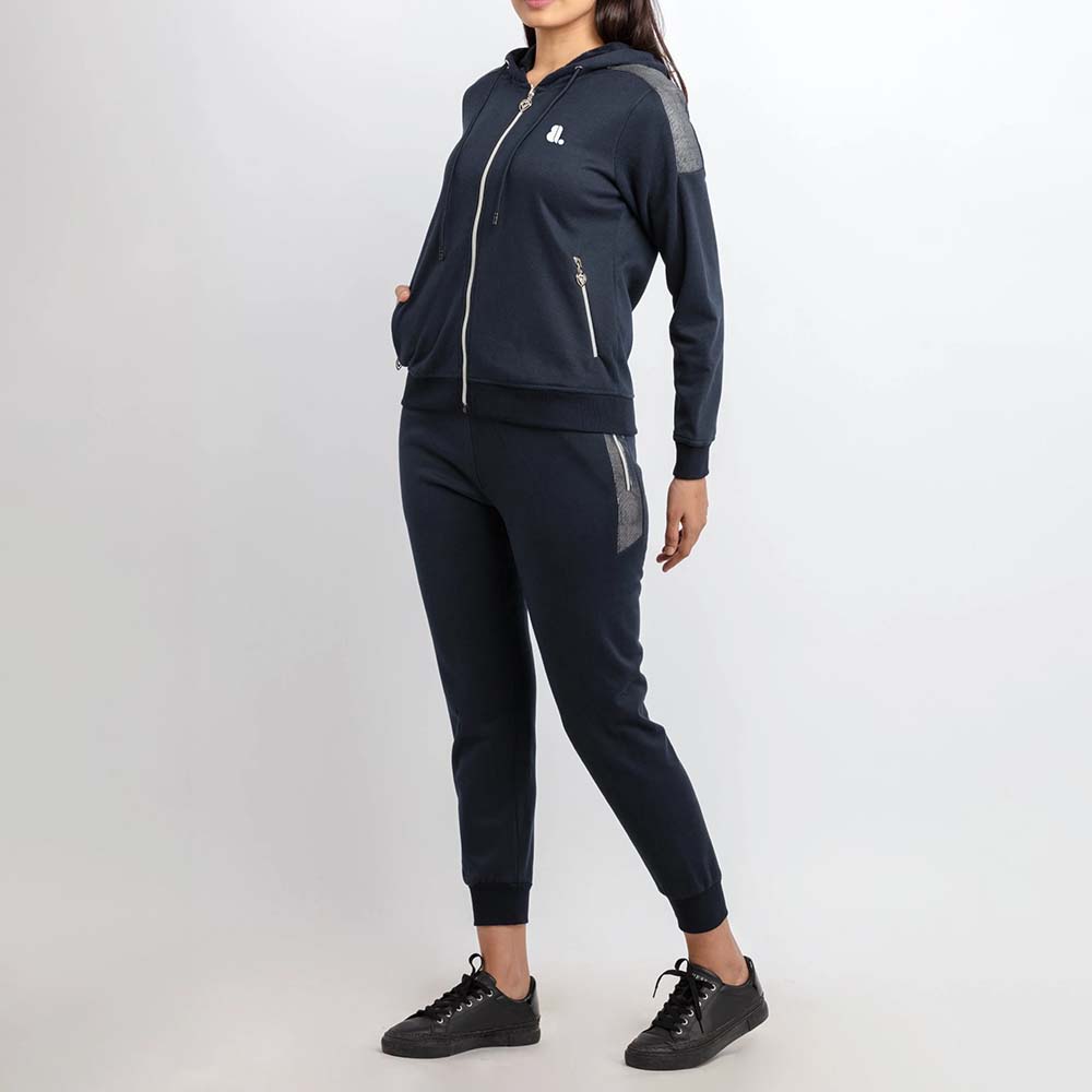 Single Color Zipper Track Suit Women - Image 3