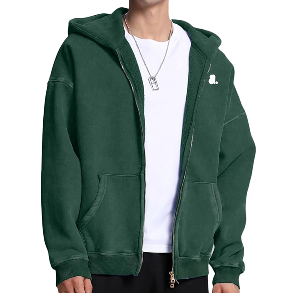 Acid Wash Zipper Hoodie Men