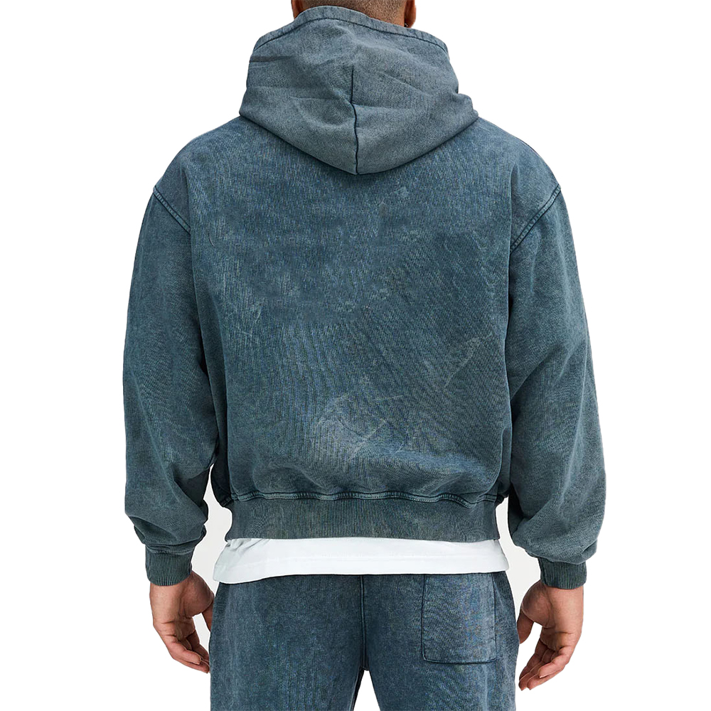 Acid Wash Zipper Hoodie Men - Image 4