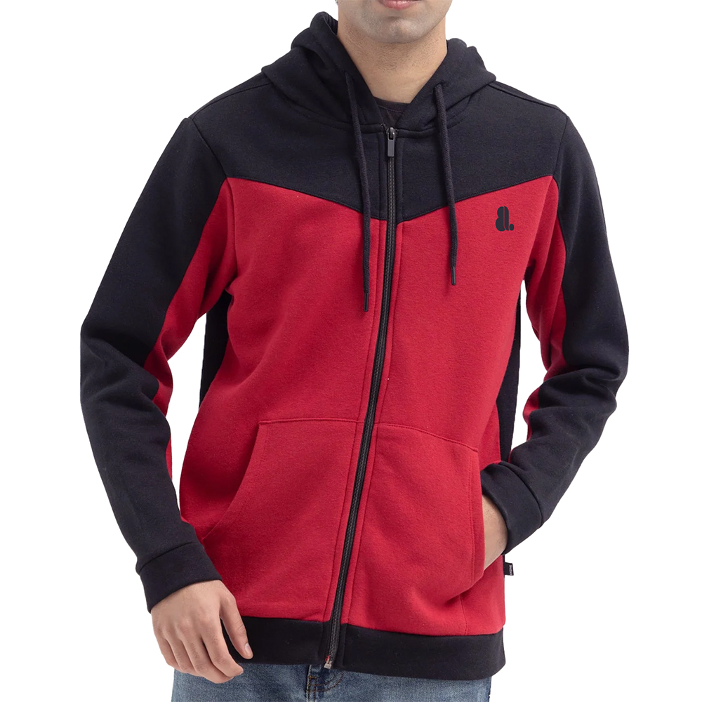 Block Zipper Hoodie Men