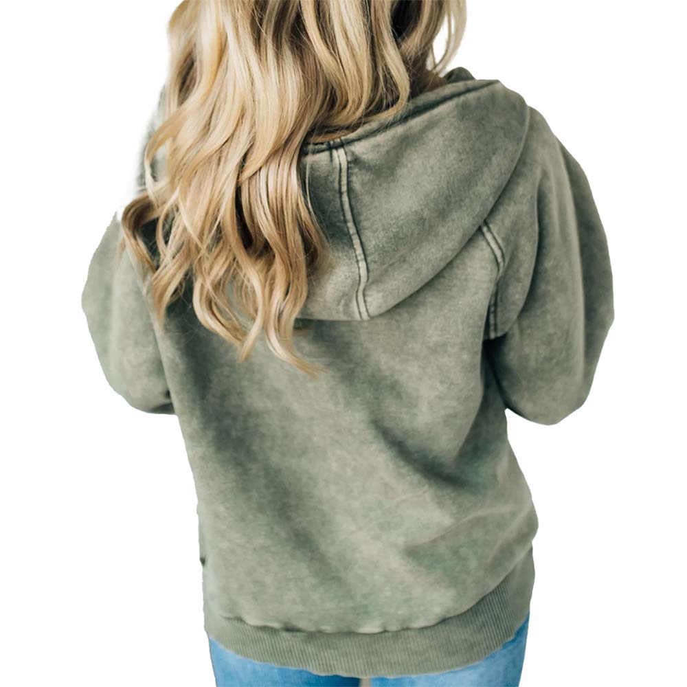 Acid Wash Zipper Hoodie Women - Image 5