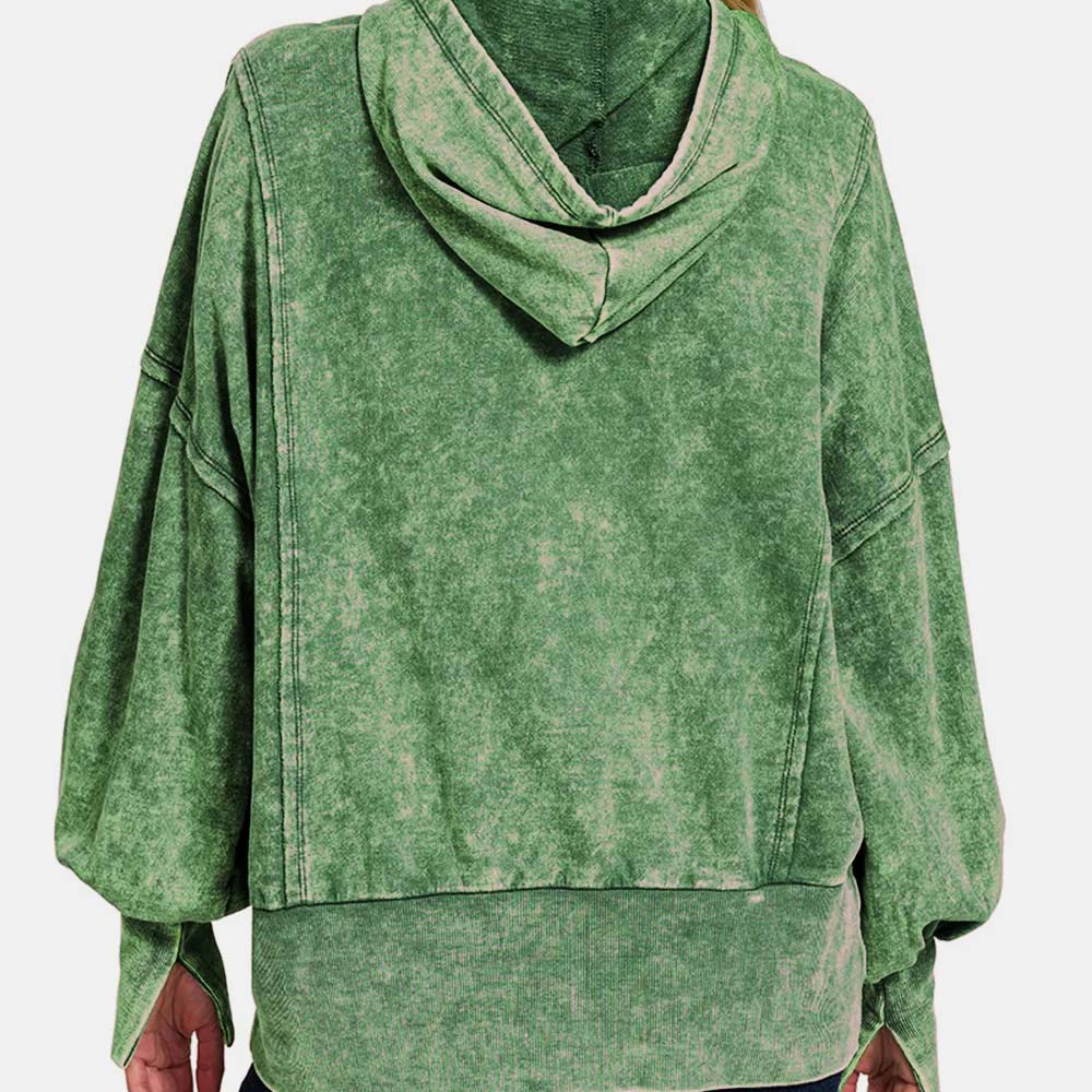 Acid Wash Zipper Hoodie Women - Image 6