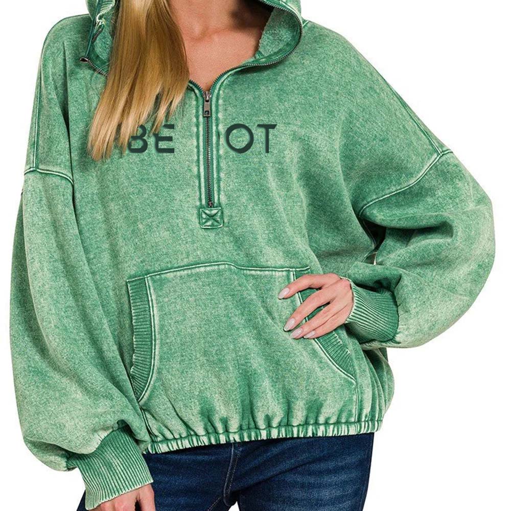 Acid Wash Zipper Hoodie Women