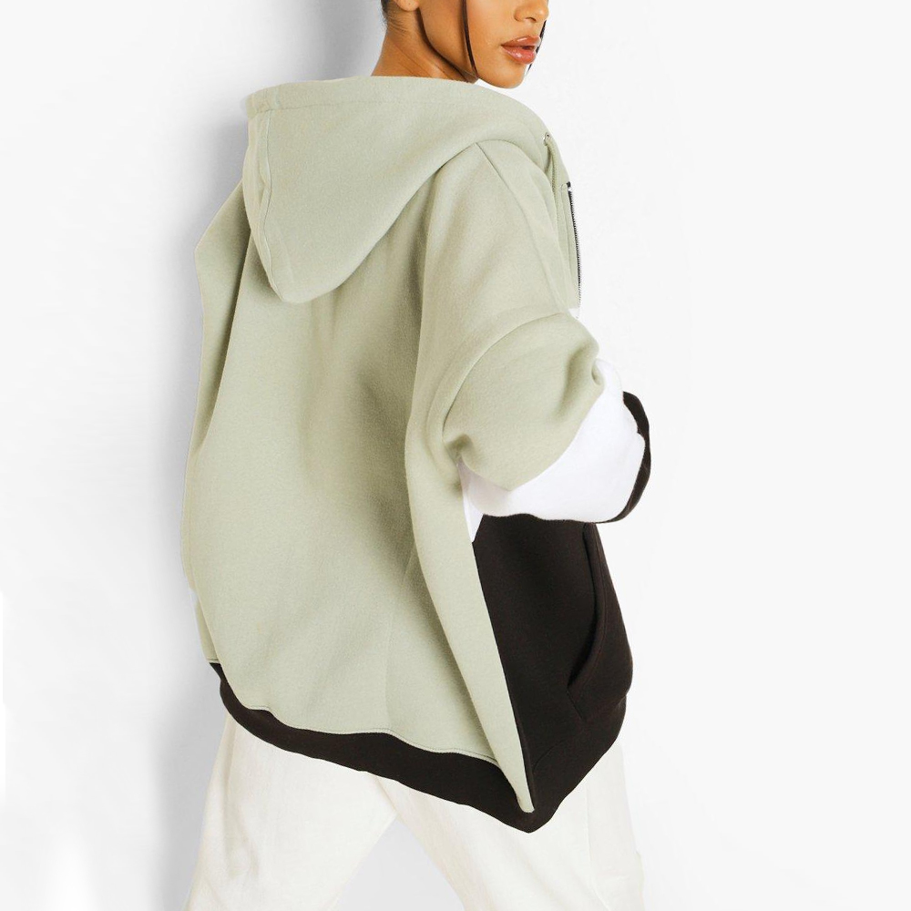 Blok Zipper Hoodie Women