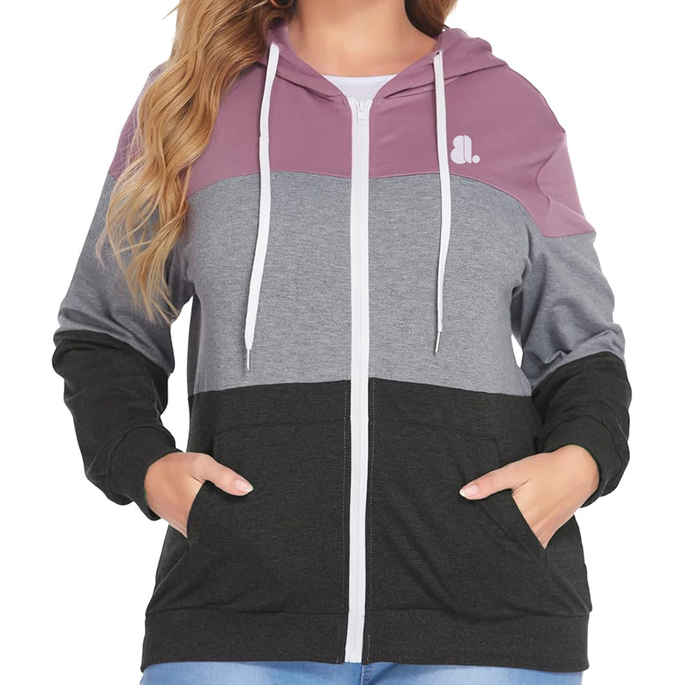 Blok Zipper Hoodie Women