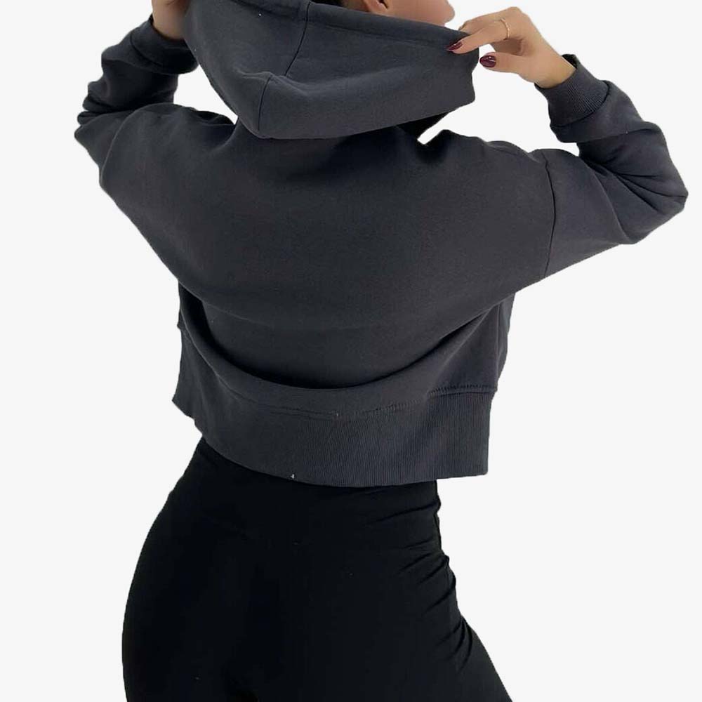 Single Color Zipper Hoodie Women - Image 4