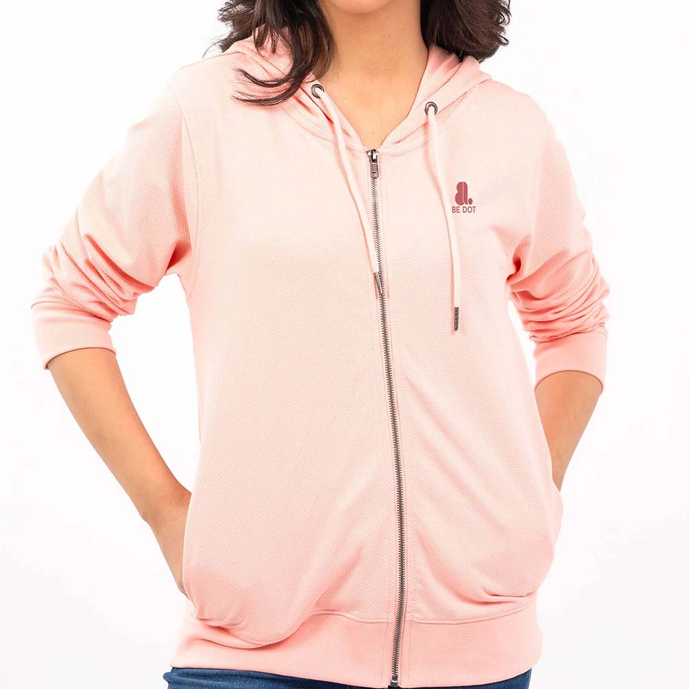 Single Color Zipper Hoodie Women