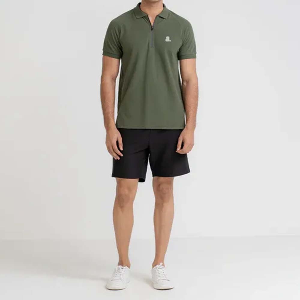 Short Sleeve Zipper Polo Men