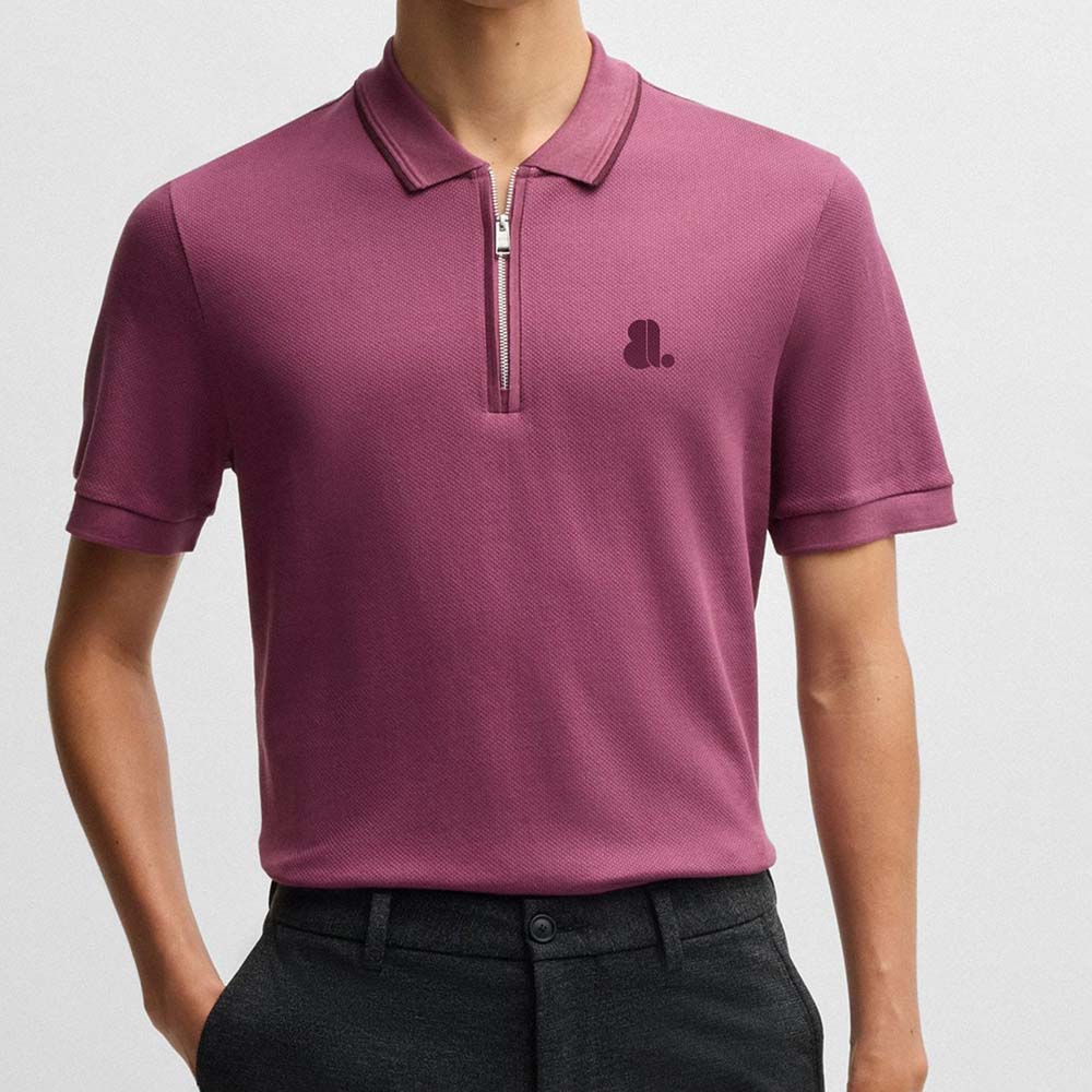Short Sleeve Zipper Polo Men
