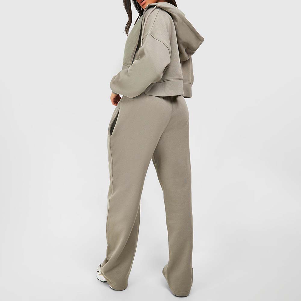 Acid Wash Zipper Track Suite Women - Image 3