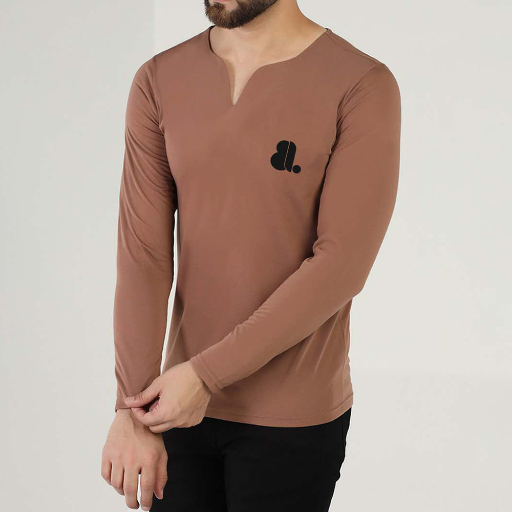 Men V-Neck Long Sleeve Tee