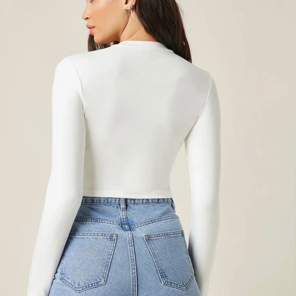 Women Long Sleeve Crop Top T-Shirts