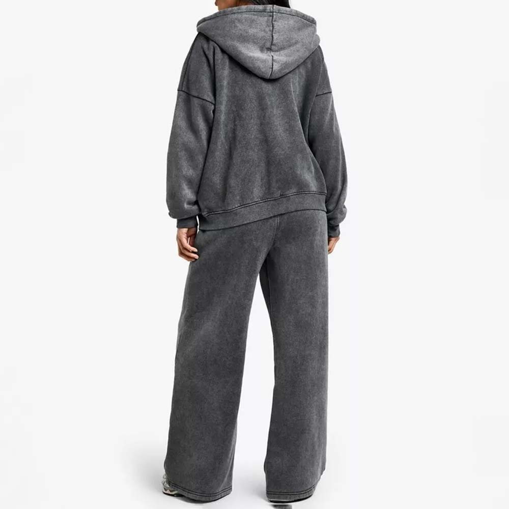 Acid Wash Zipper Track Suite Women - Image 4