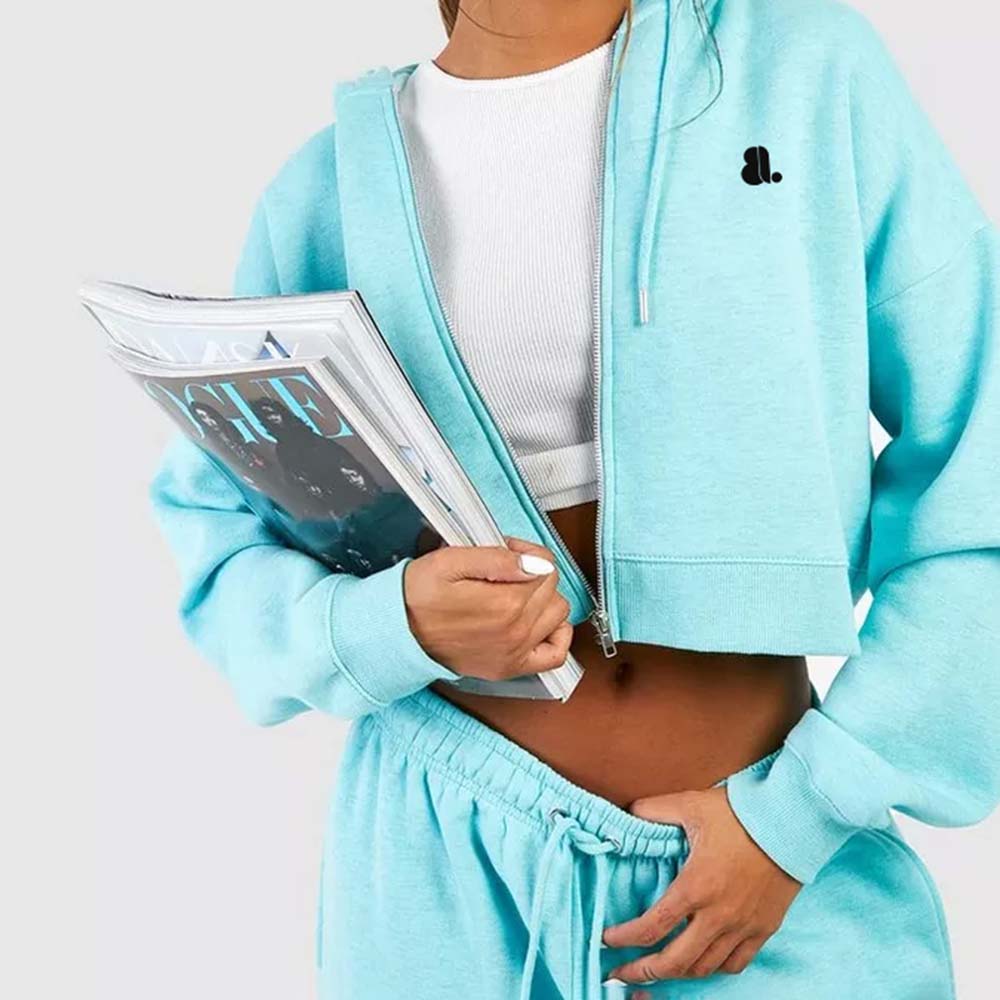 Acid Wash Zipper Track Suite Women