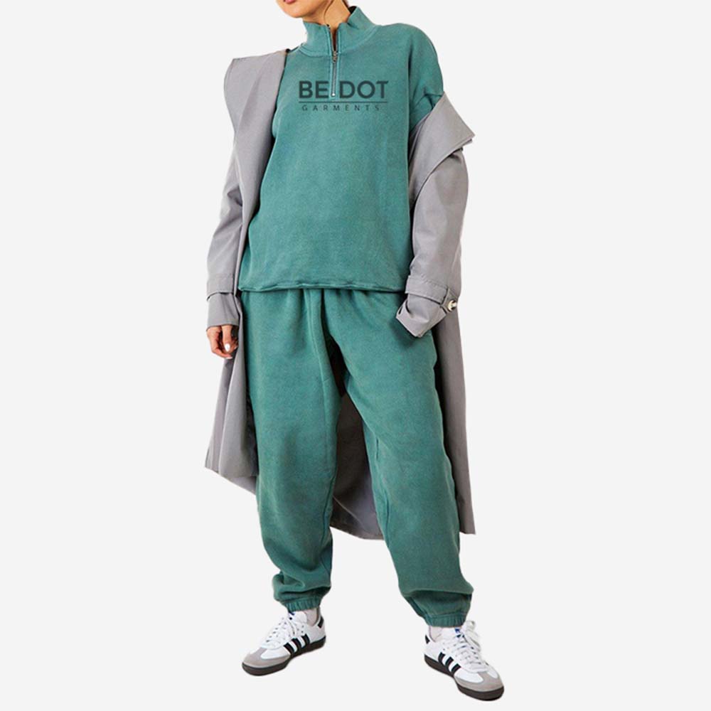 Acid Wash Zipper Track Suite Women