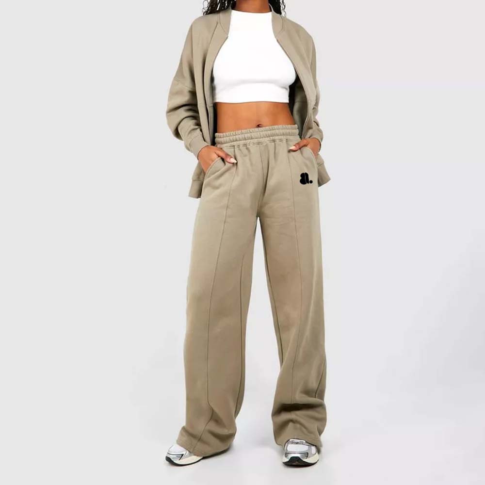 Acid Wash Zipper Track Suite Women