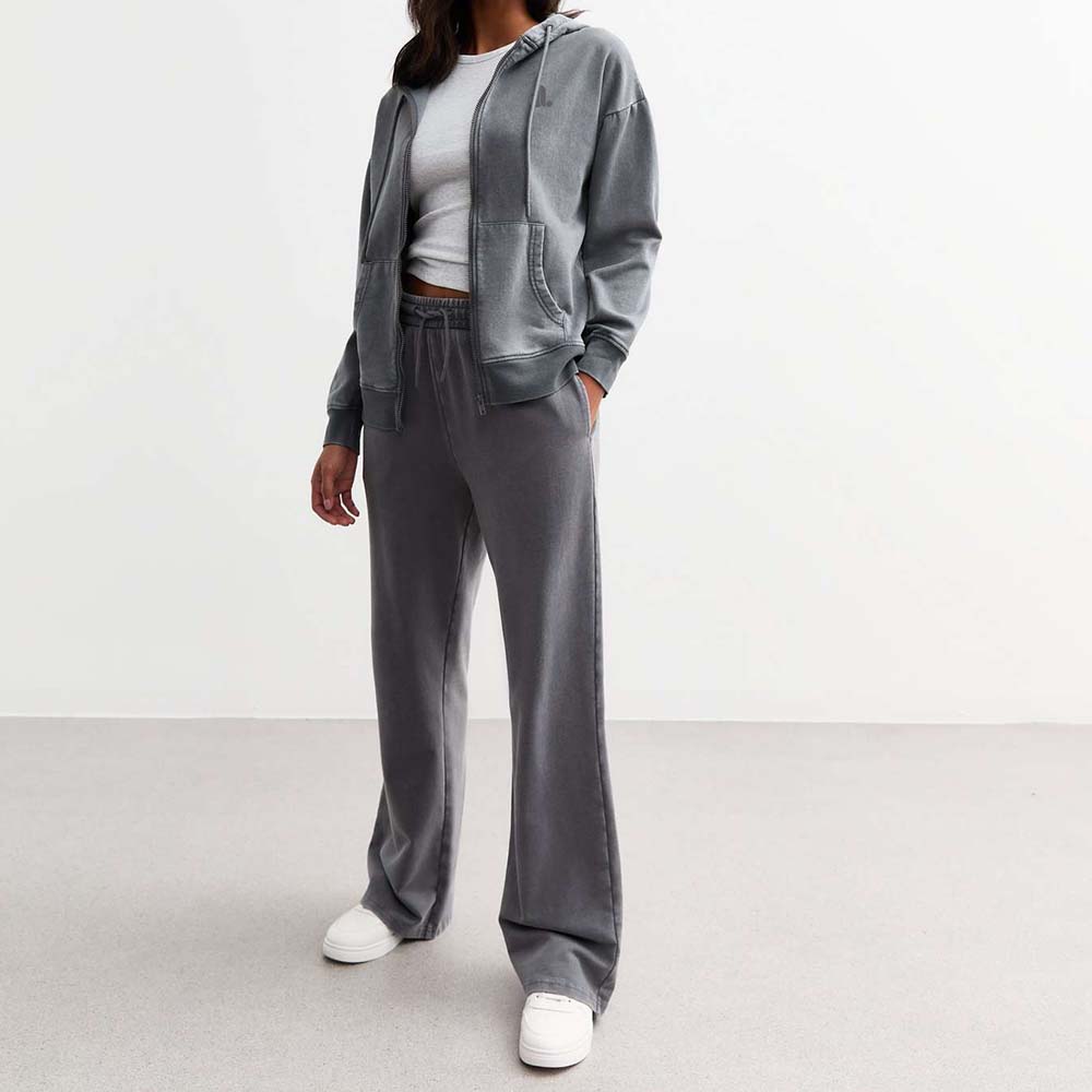 Acid Wash Zipper Track Suite Women