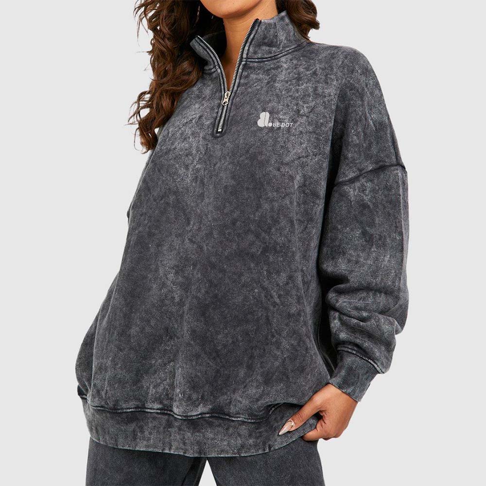 Acid Wash Zipper Track Suite Women
