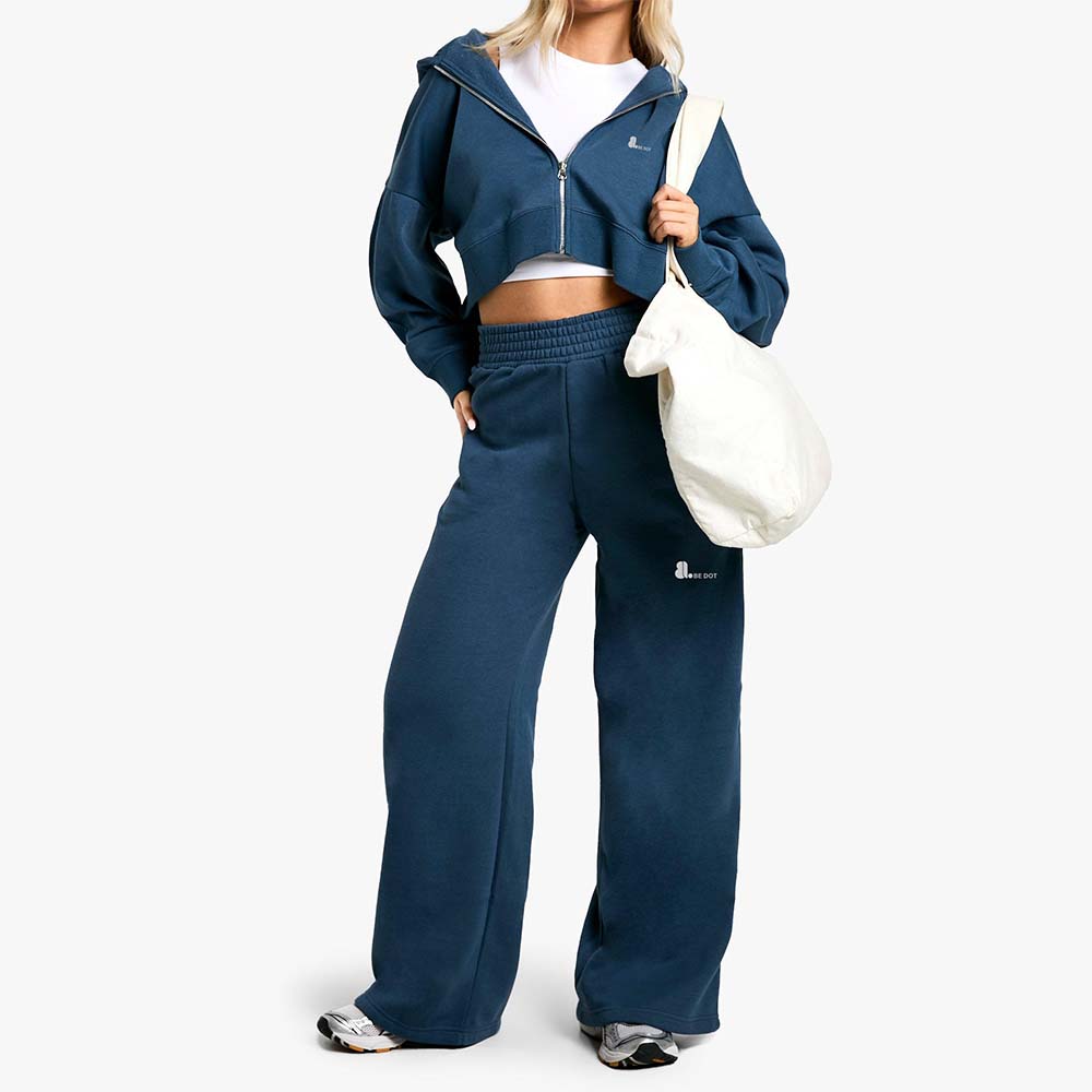 Acid Wash Zipper Track Suite Women