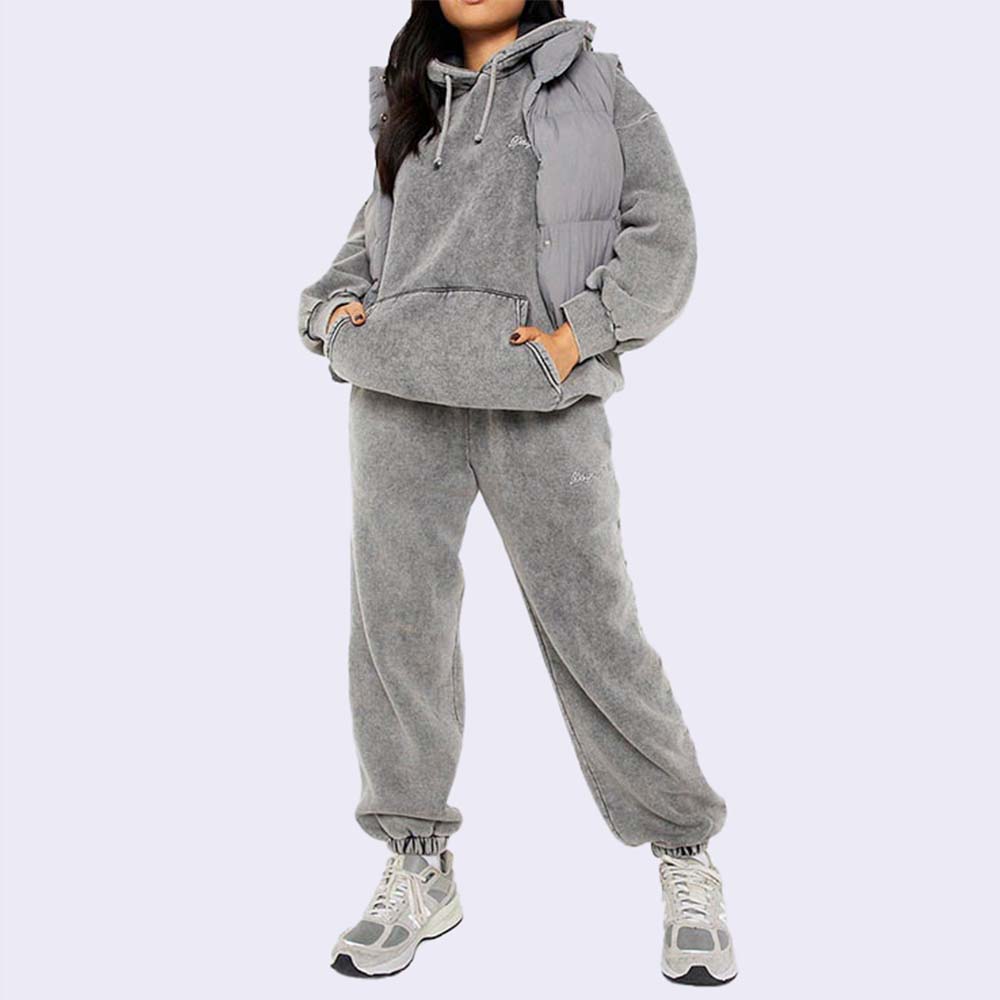 Acid Wash Pull Over Track Suit Women