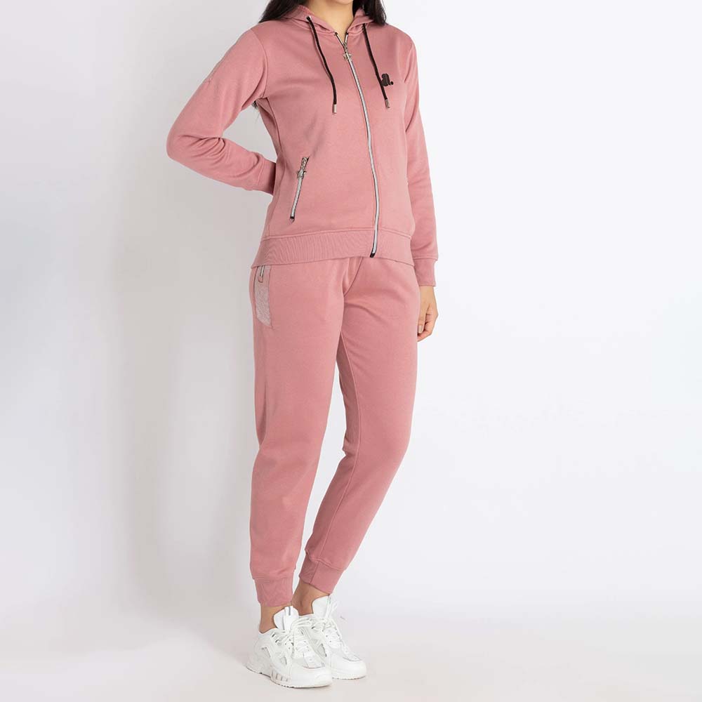 Single Color Zipper Track Suit Women - Image 3