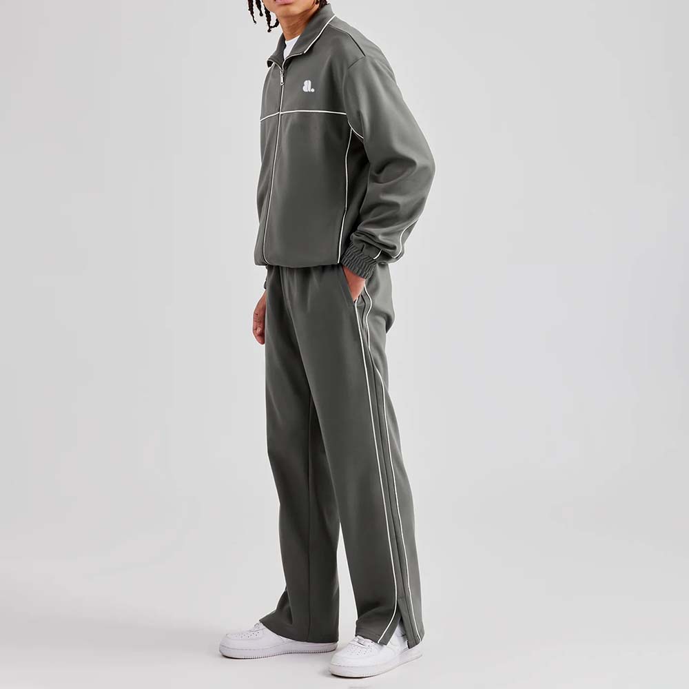 Single Color Zipper Track Suit Men - Image 3