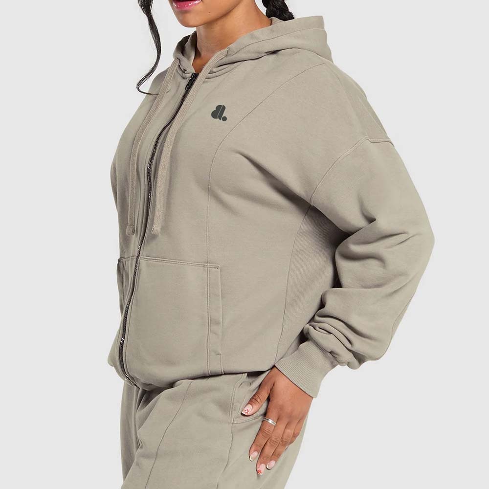 Single Color Zipper Track Suit Women - Image 3