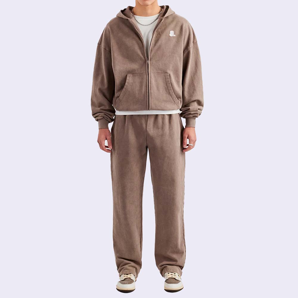 Acid Wash Zipper Track Suit Men