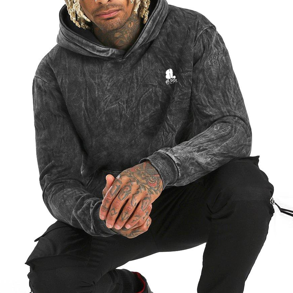 Acid Wash Pullover Hoodie Men