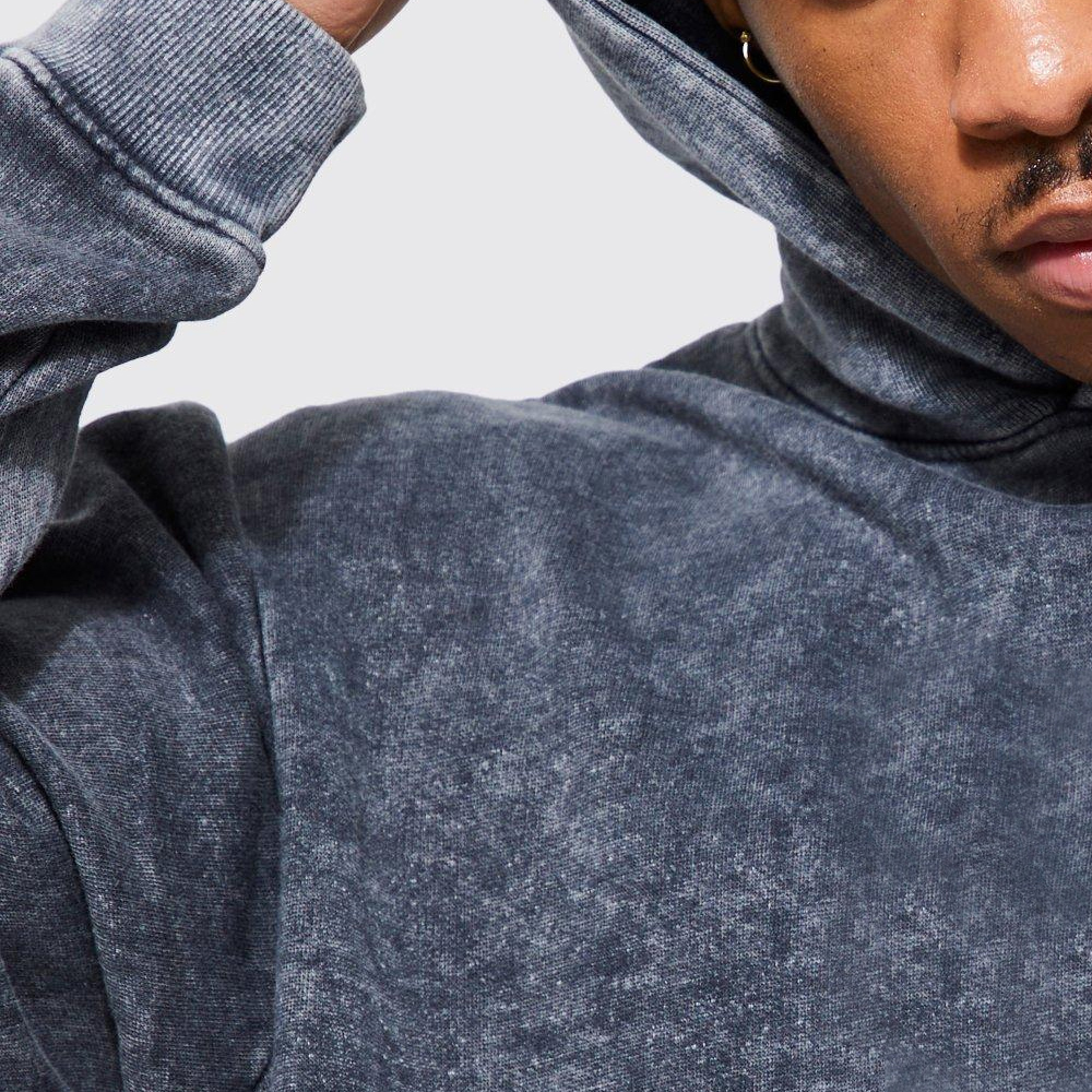 Acid Wash Pullover Hoodie Men - Image 3