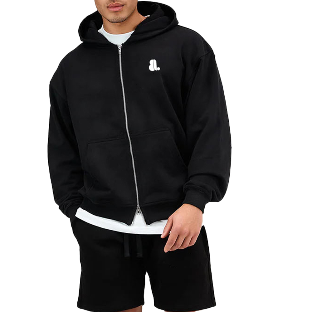 Acid Wash Zipper Hoodie Men - Image 3