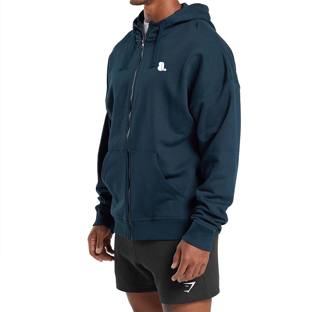 Single Color Zipper Hoodie Men - Image 3