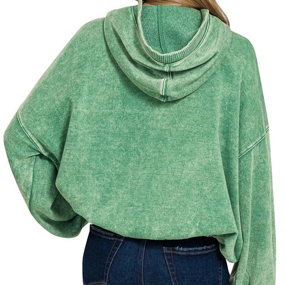 Acid Wash Zipper Hoodie Women - Image 3