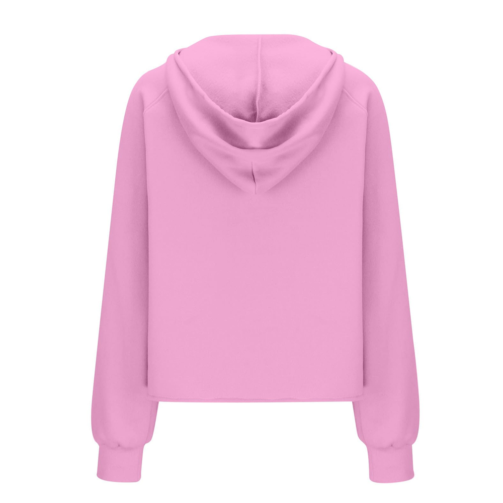 Single Color Zipper Hoodie Women