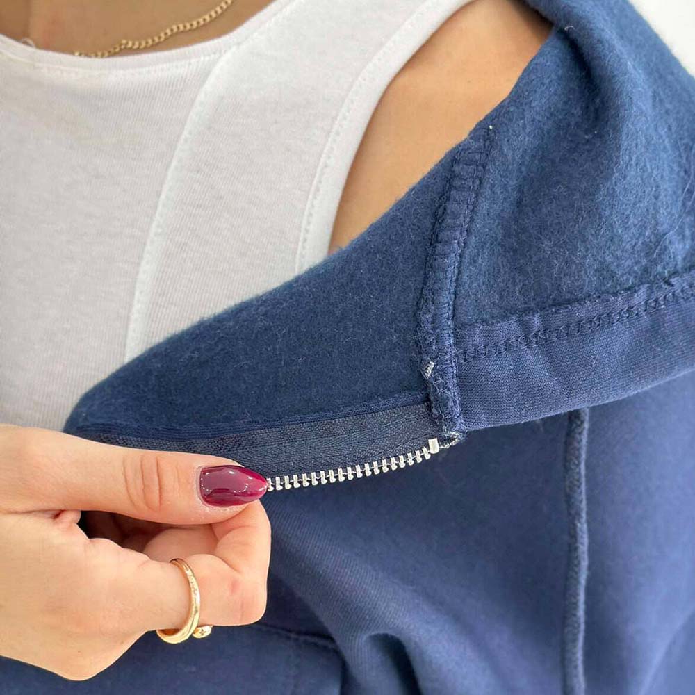 Single Color Zipper Hoodie Women - Image 5