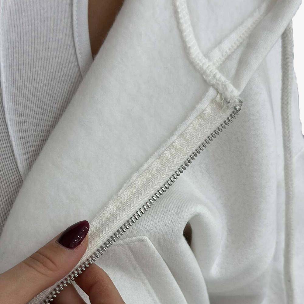 Single Color Zipper Hoodie Women - Image 6