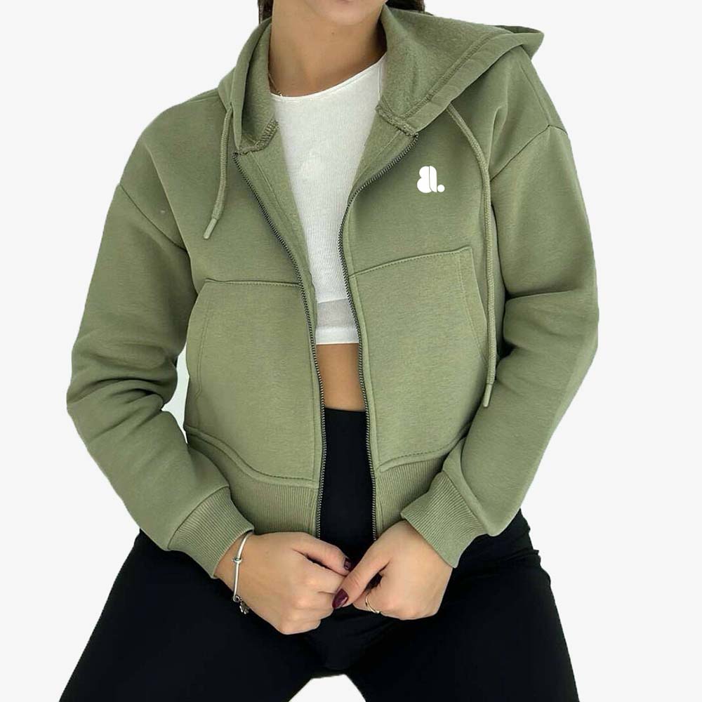 Single Color Zipper Hoodie Women