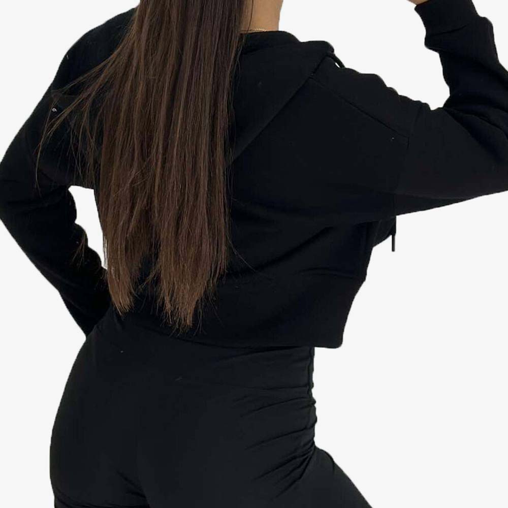 Single Color Zipper Hoodie Women - Image 6