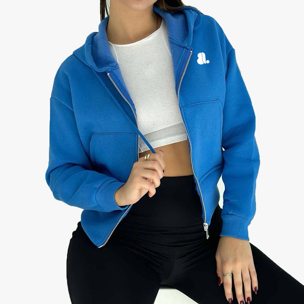 Single Color Zipper Hoodie Women