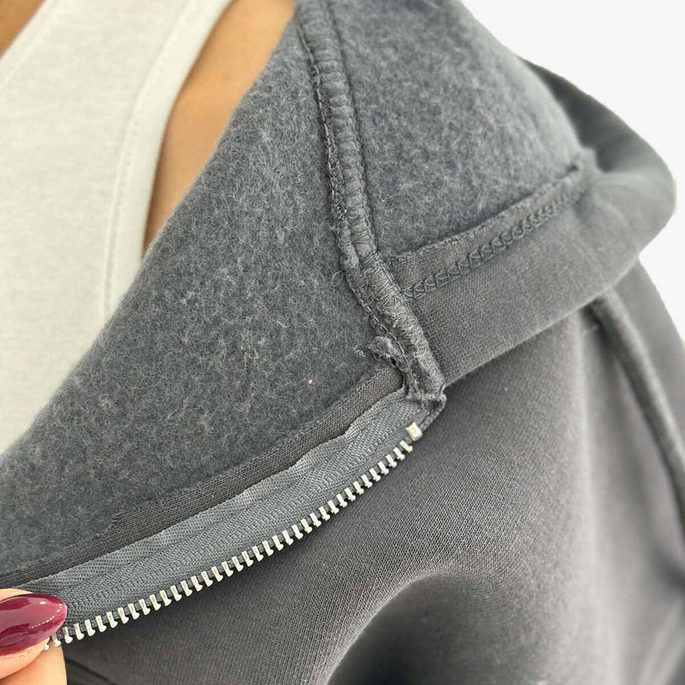 Single Color Zipper Hoodie Women - Image 5